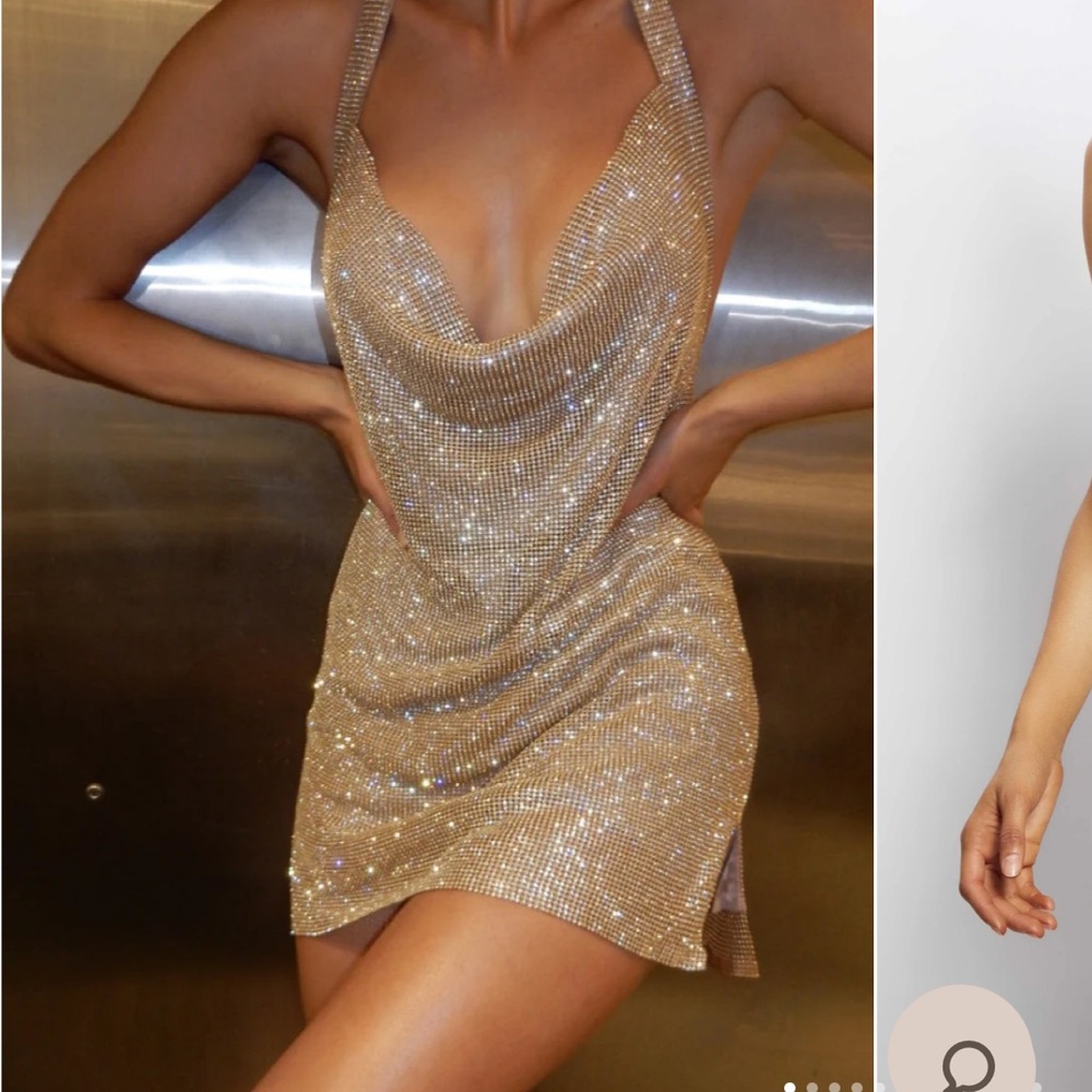 Gold Meshki Mini Dress